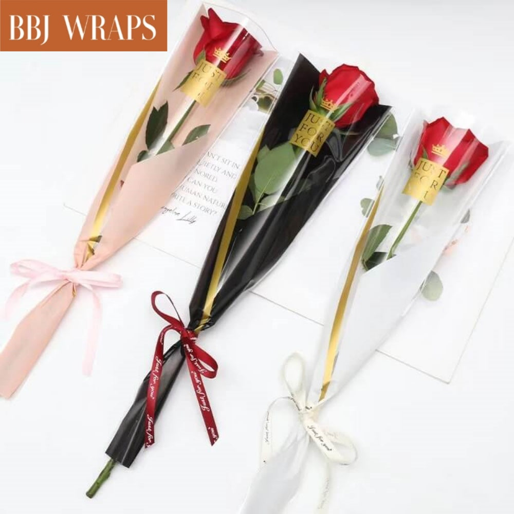 Single Rose Sleeves Flower Wrapping Bags, 1.57×4.92×17.71 Inches